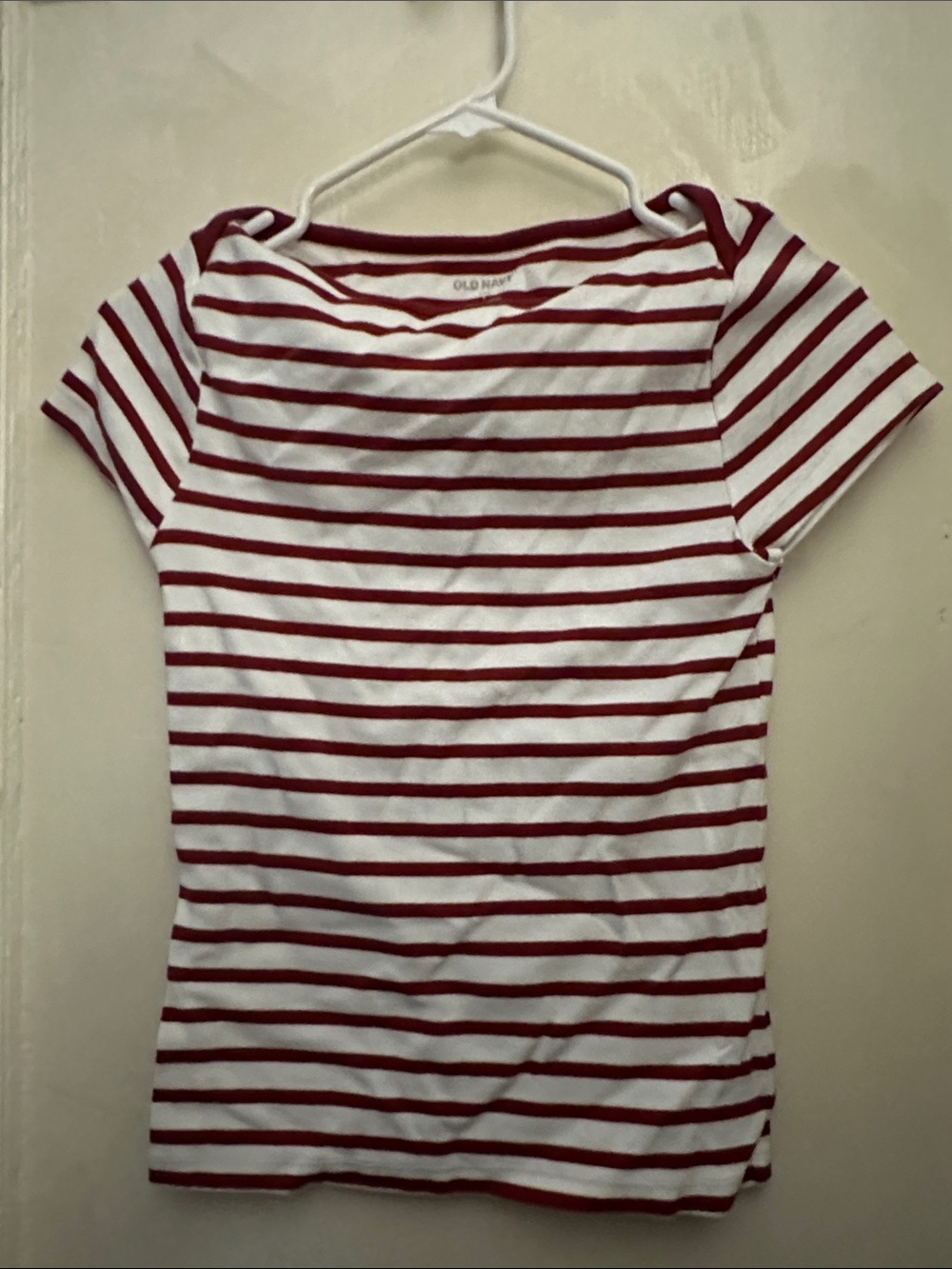 Old Navy Red and White Striped Short Sleeve Tee